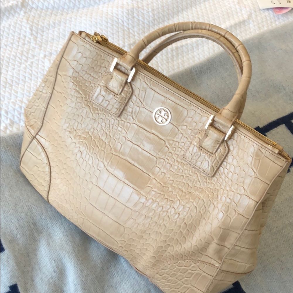 Tory Burch beige top handle bag